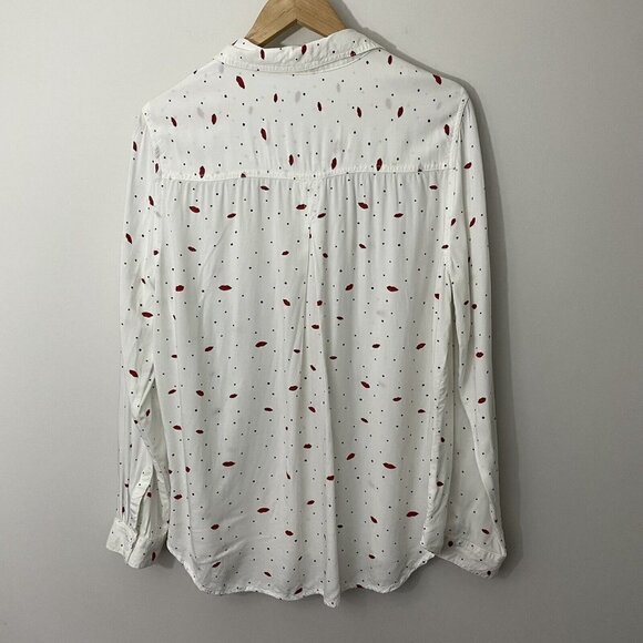 BeachLunchLounge Lips Button Down Womens XL White Red Novelty Kisses Fun Breezy - Picture 4 of 11
